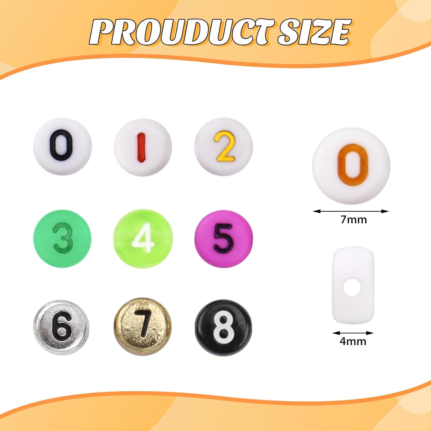 900Pcs Number Beads for Bracelets，9 Colors 0-9 Number DIY Jewelry Making Bracelet Necklace Keychain Crafts Making 7X4Mm