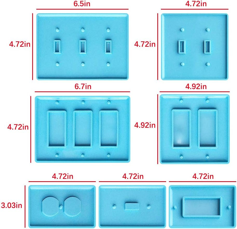 Light Switch Cover Resin Molds,Switch Socket Panel Plaster Mold for Epoxy Resin Epoxy Molds,Switch Plate Silicone Mold Outlet Cover Molds for DIY Crafts Making Home Decor（7Pcs）