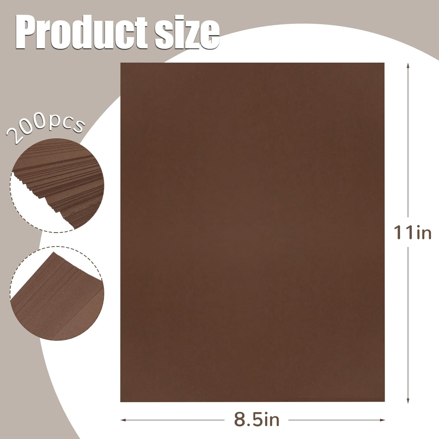 200 PCS Dark Brown Cardstocks 8.5 X 11 Inch, Letter Size Thick Kraft Card Stock Paper Cover for Cards Making Invitations and DIY Craft Projects,