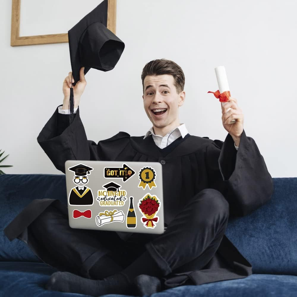 52PCS Graduation Stickers,Class of 2024 Graduation Scrapbooking Self-Adhesive Stickers Decals Label for Graduates High School College Graduation Party Favor Celebration Decorations Supplies