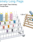 Thread Rack for 60 Spools or 30 Cones, Wall Mounted Large Thread Holder with Long Pegs, Bright White Plastic Thread Stand for Embroidery Serger Sewing Thread Storage and Hair Braiding