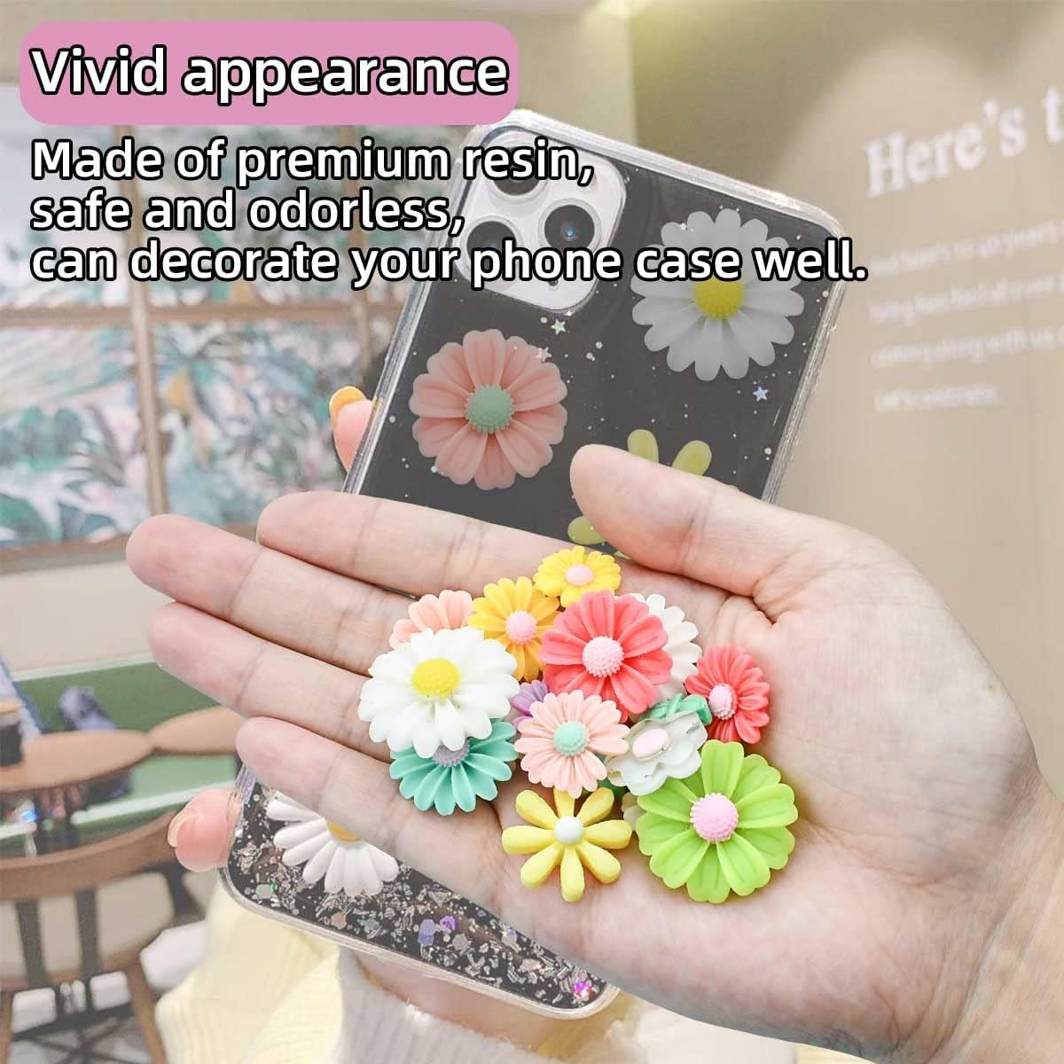 100 Pieces Flatback Resin Daisy Flowers Charms for Craft DIY Flower Cabochons Charms for Jewelry Making Scrapbooking Embellishments Mixed Color Sunflower Resin Slime Charms Hair Clip Phone Case Decor