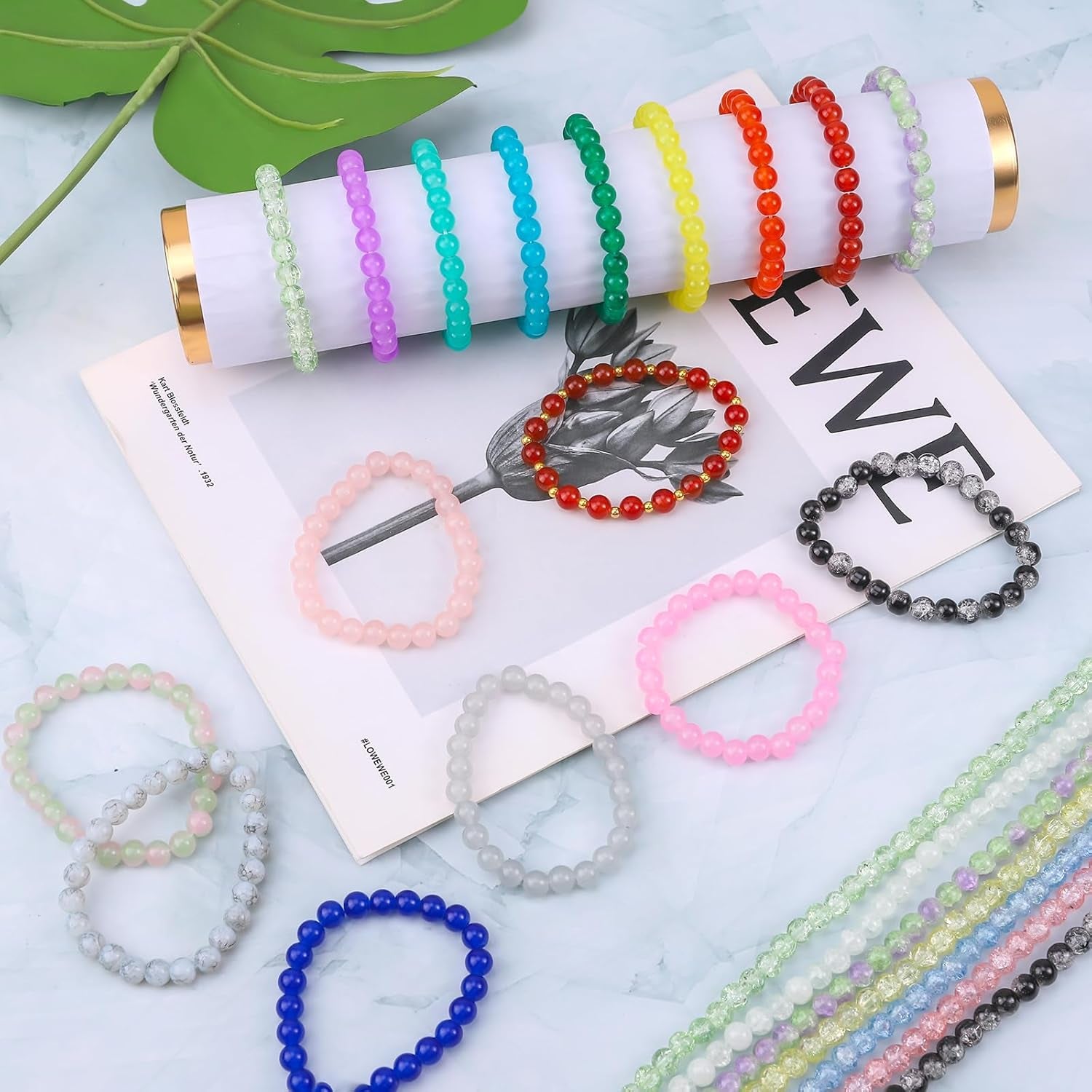 1400Pcs 30 Color Glass Beads for Jewelry Making, 8Mm round Crystal Glass Bracelets Making Kit Suitable for Beginner Bracelet Making