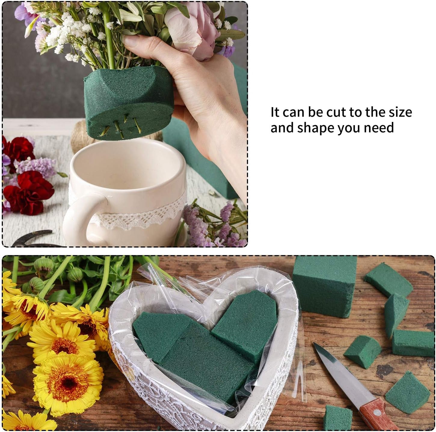 24 Pieces DIY Flower Arrangement Kit, 3.15 X 1.57 Inches Wet Floral Foam round Flower Arrangement Kit Green Wet Foam Block for Wedding, Aisle Flowers, Party Decoration