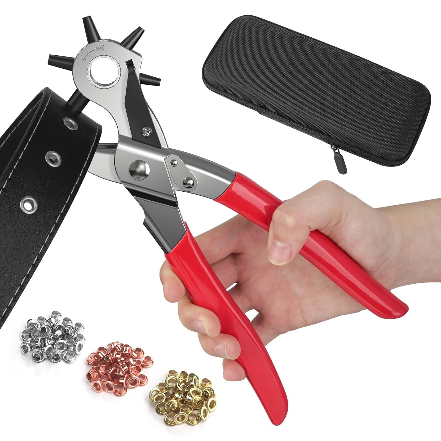 Hole Punch,  Heavy Duty Leather Hole Puncher for Belts, Watch Bands, Straps, Dog Collars, Saddles, Shoes, Fabric, DIY Home or Craft Projects