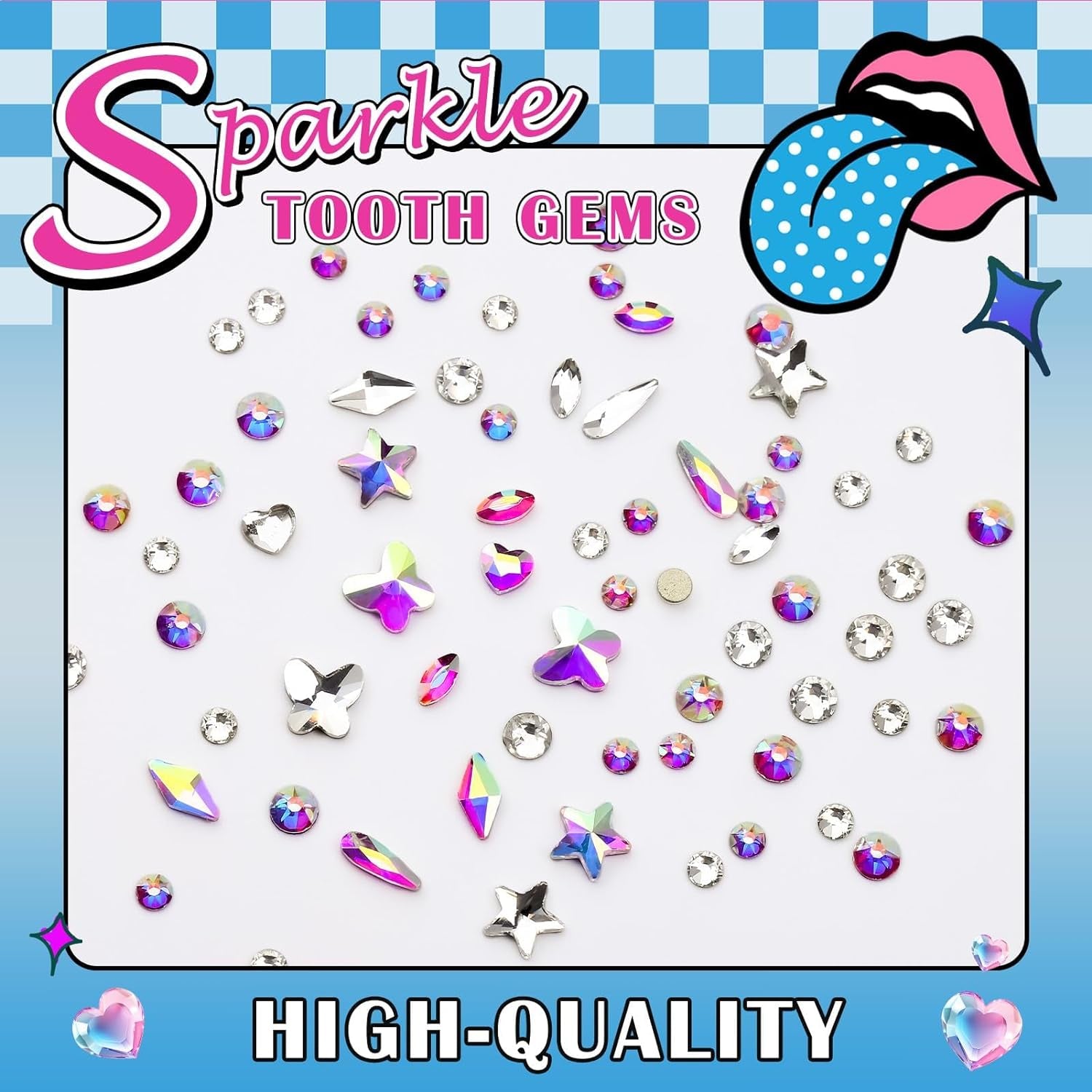 380 Pcs Teeth Gem Kit,Tooth Diamonds Gems Kit for Teeth DIY Crystals Teeth Jewelry Kit for Girls Y2K Crystal AB Rhinestones Butterfly Love Star Multiple Styles for Boys Harmless Fashionable