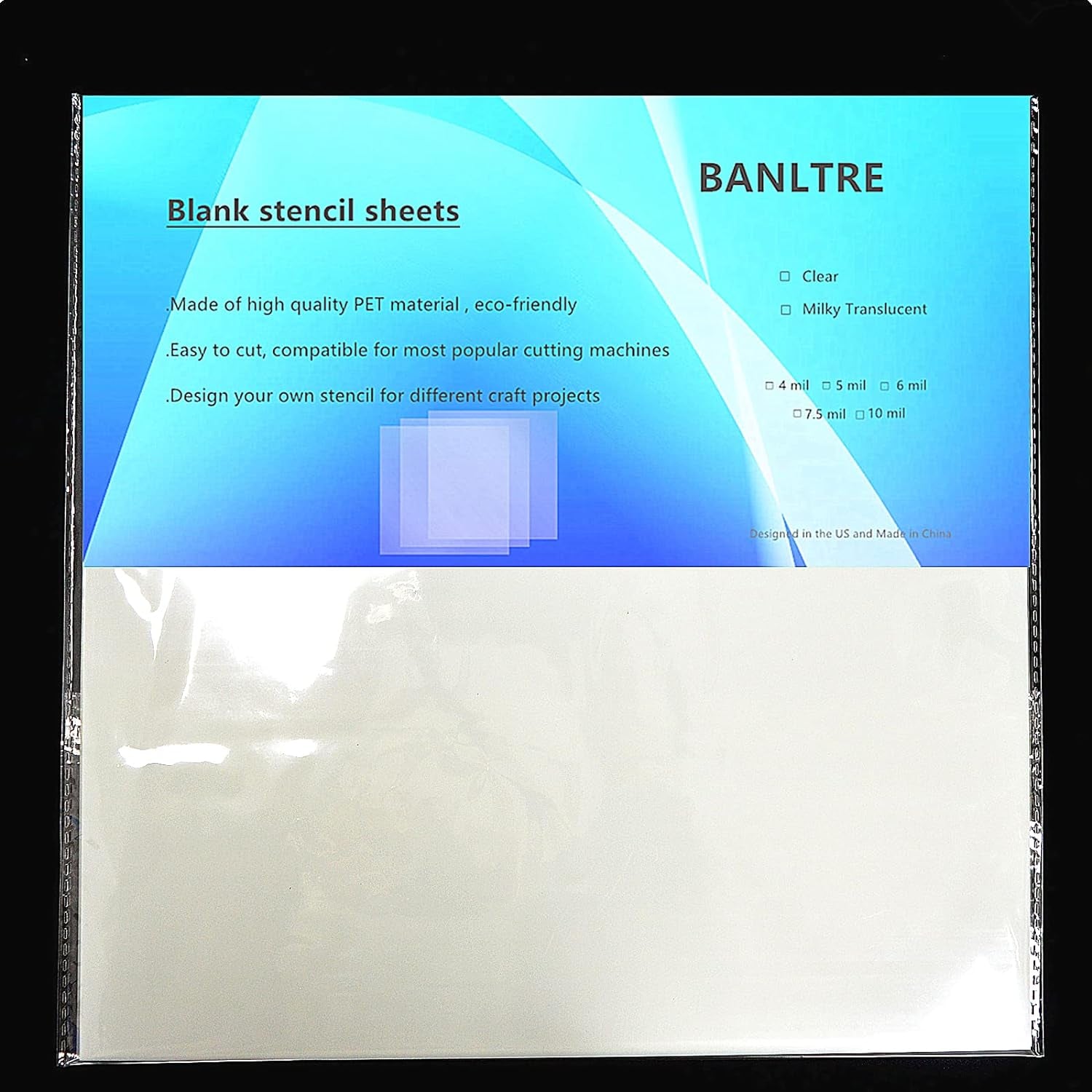 12 Sheets 7.5 Mil Mylar Sheet 12 X 12 Inch Milky Translucent PET Blank Stencil Making Sheet for Cricut, Silhouette, Cut Tool Template Material (7.5 Mil)