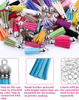 Tassels for Jewelry Making, 50Pcs Leather Tassel Keychain Charms Bulk with 50Pcs Jump Rings for Bracelets, Acrylic Key Chain Blanks and Craft Supplies