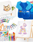 48 Pieces Art Painting Supplies for Toddlers and Kids with 12 Paint Brushes, 10 Painting Canvas, 2 Tabletop Easels, 2 Art Smocks, 18 Acrylic Painting Colors, Paint Palettes, Presents for Kids