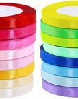 16 Colors 400 Yard Fabric Ribbon Silk Satin Roll Satin Ribbon Rolls in 2/5" Wide, 25 Yard/Roll,16 Rolls,Satin Ribbon Fabric Ribbon Embellish Ribbon Ribbon for Bows Crafts Gifts Party Wedding