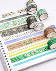 Washi Tape Set, 20 Rolls Aesthetic Decorative Floral Masking Tape,Green Flowers Washi Tapes for Scrapbooking Supplies,Journaling Supplies,Diy Crafts,Junk Journal Supplies
