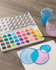 36 Color Watercolor Pan Set with Natural Hair Brush Necessities - Watercolor Set for Students, Teachers, Artists - 1 Pack