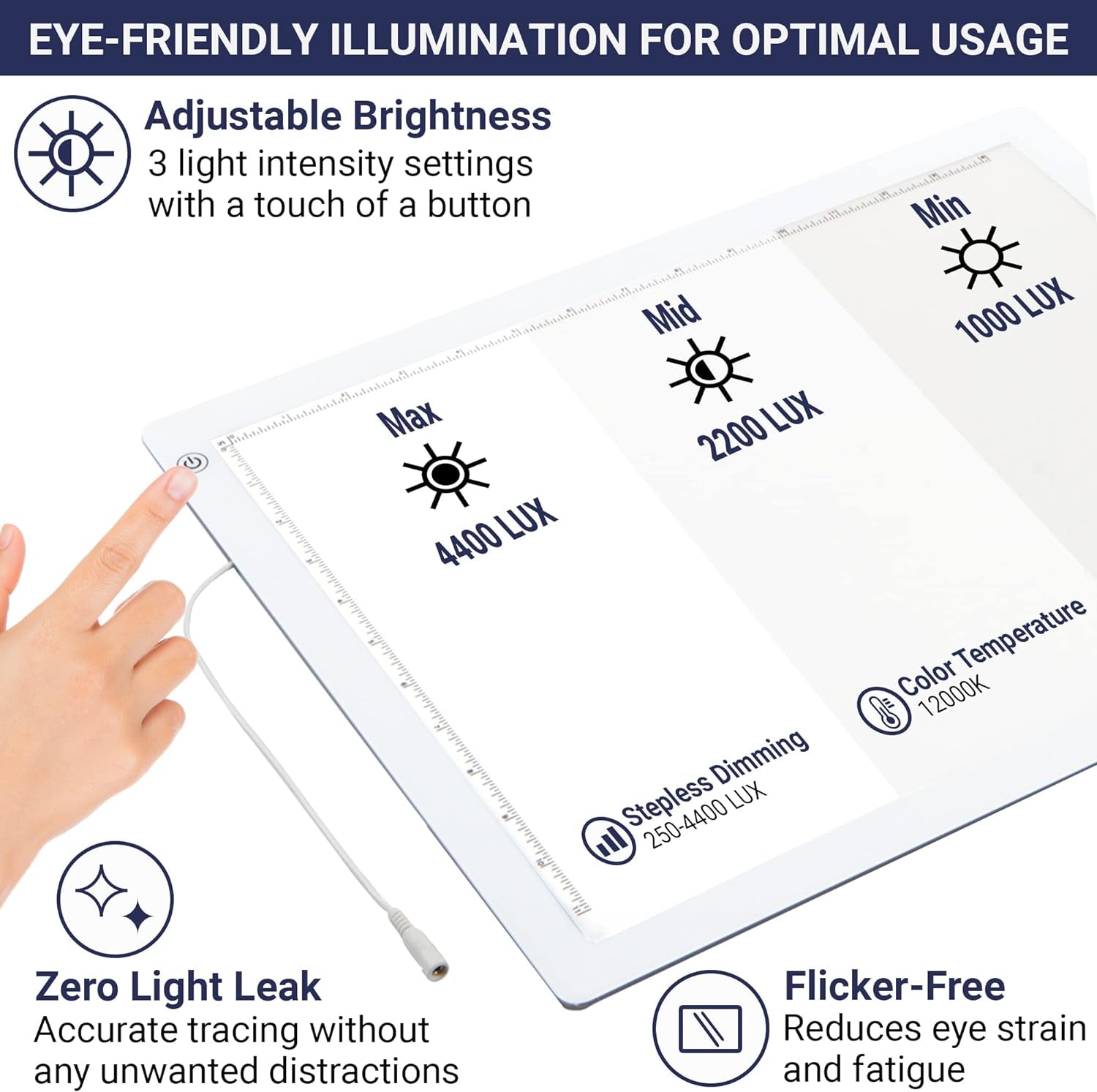 LED Tracing Light Box, 19&quot; Ultra Thin Light Pad with Adjustable Brightness. Comes with USB Cable, Adapter, Paper, Clip. Light Table Drawing Pad, Portable Light Board for Sketching, Cricut Lightbox