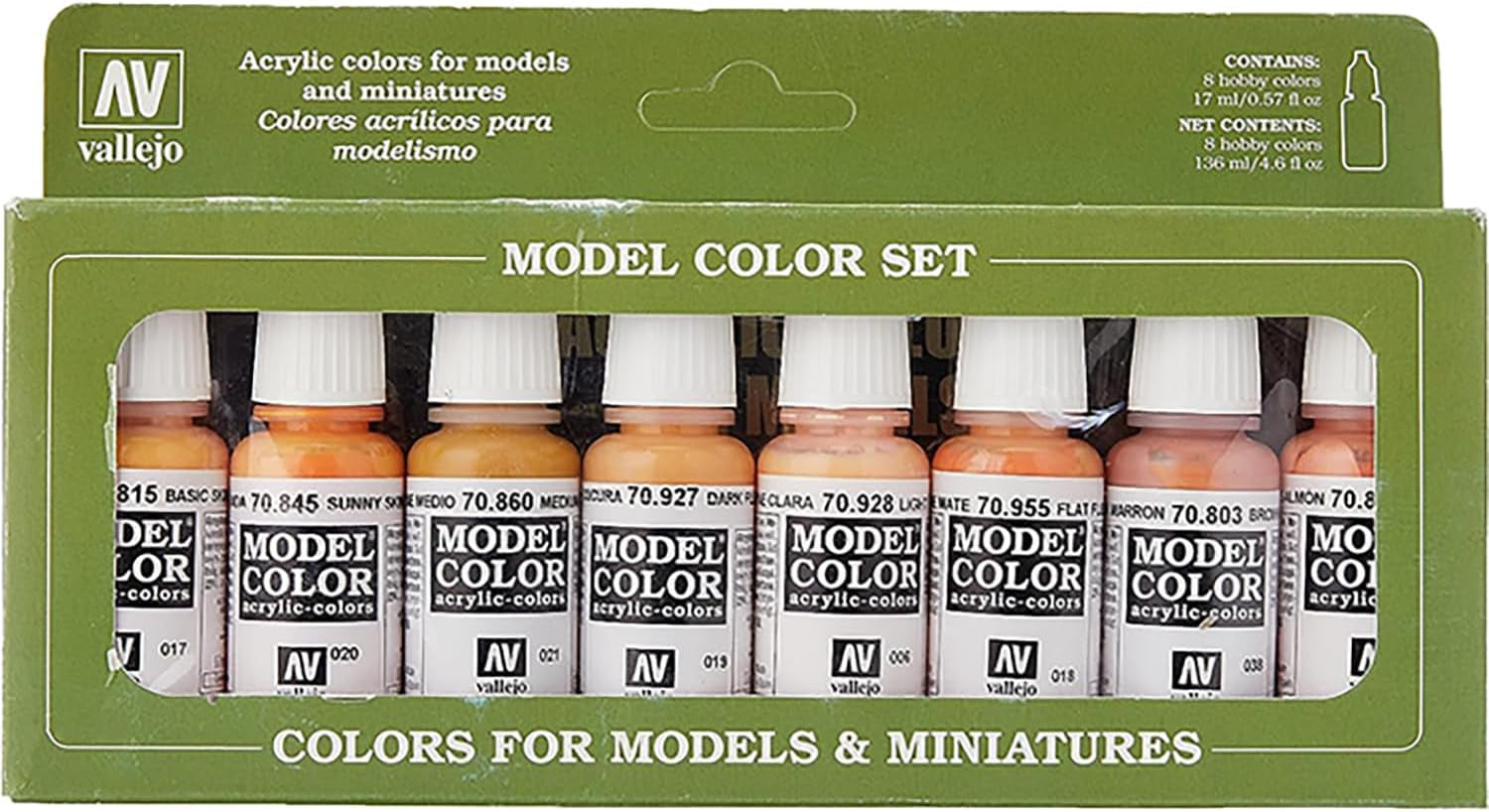 Face/Skin Colors Paint Set, 8-Colors, 17Ml, 0.5 Fl Oz (Pack of 8) (Packing May Vary)