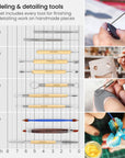 Pottery & Polymer Clay Tools, 42-Piece Sculpting Set, Steel Tip Pottery Tools with Wooden Handles, Craft Kit for Pottery Modeling, Carving