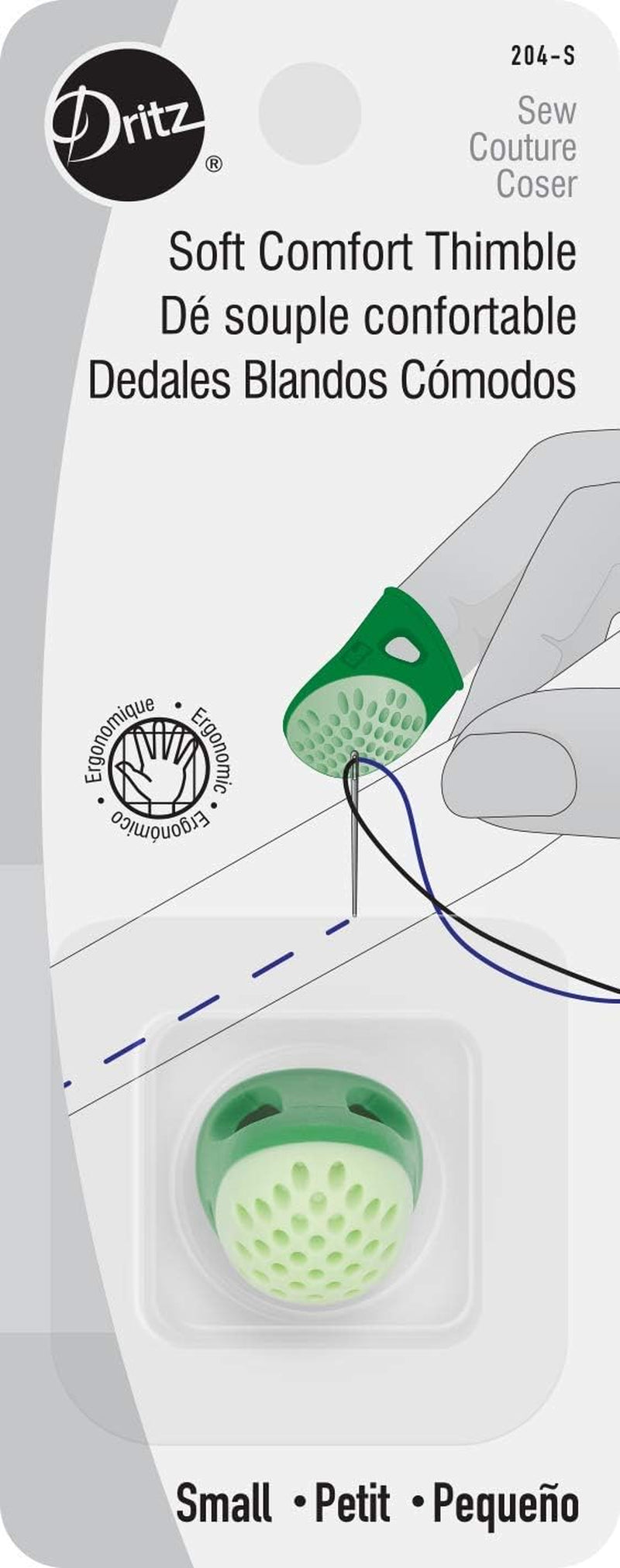 204-S Soft Comfort Thimble, Size Small,Green