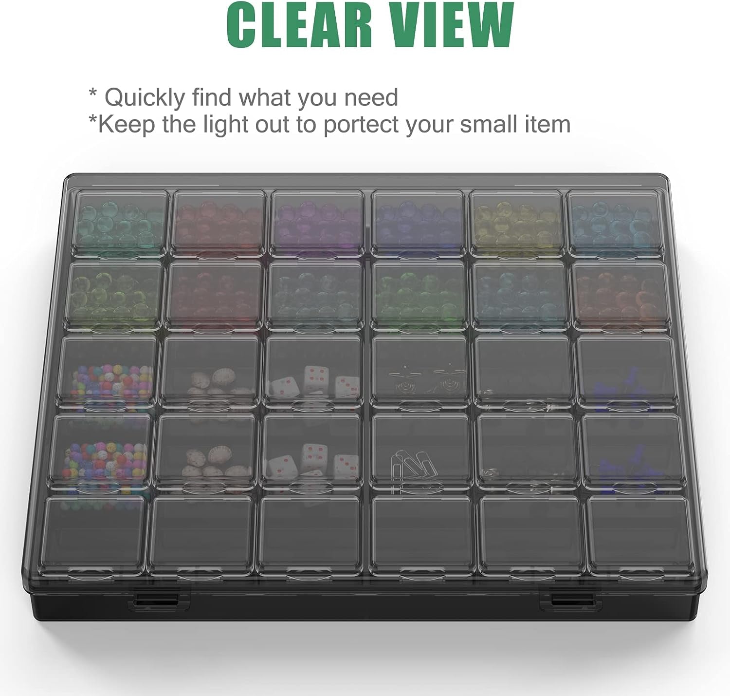 30 Packs Plastic Stackable Organizer Container with Lids, Mini Containers for Beads, Glitter, Slime, Paint or Seed Storage - Black (Black)