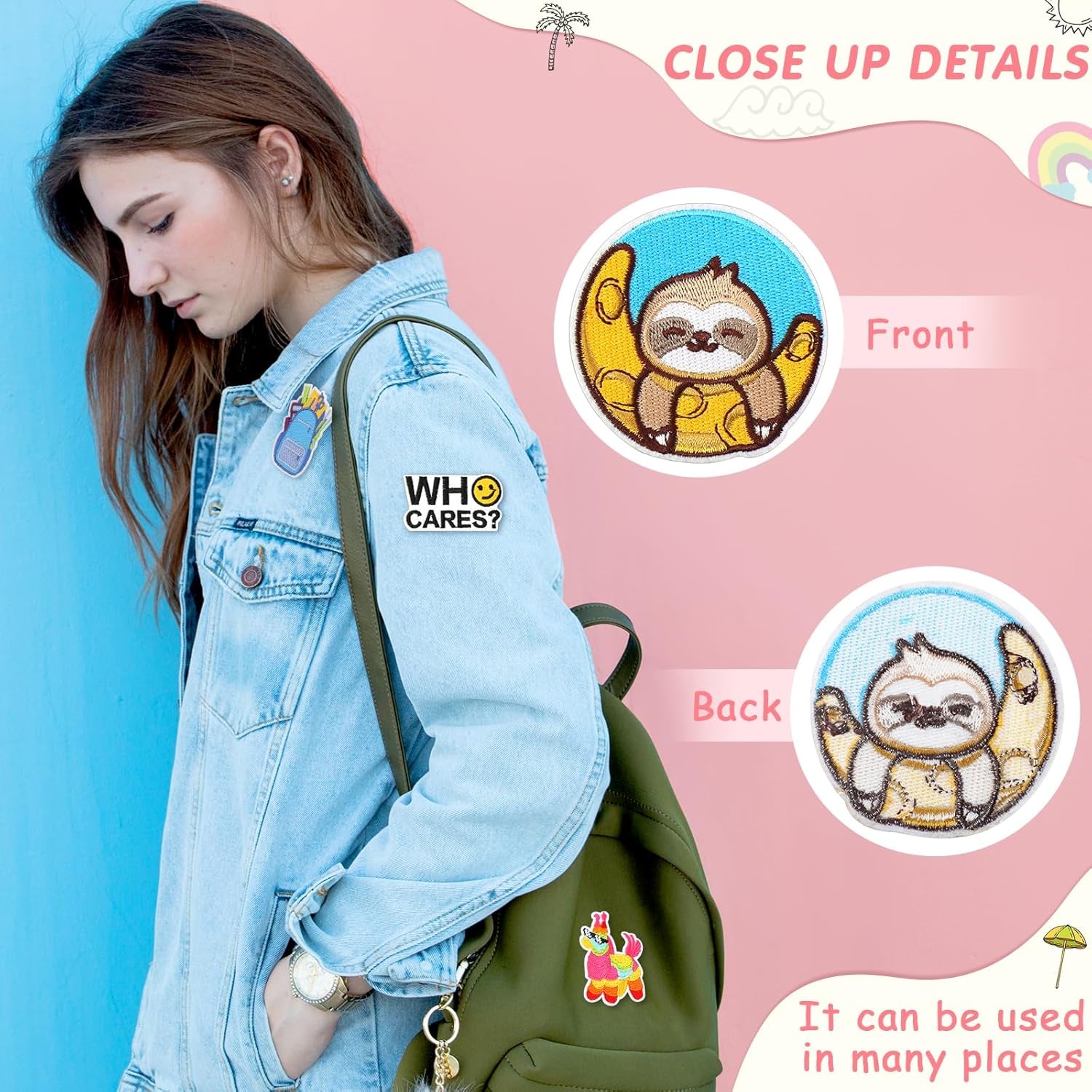 20 Pieces Iron on Hippie VSCO Vintage Patches Appliques Hippie Retro Embroidered Patches Summer Beach Iron on Patches for Backpacks, Jeans, Jackets and Clothes DIY Craft(Novel Style)