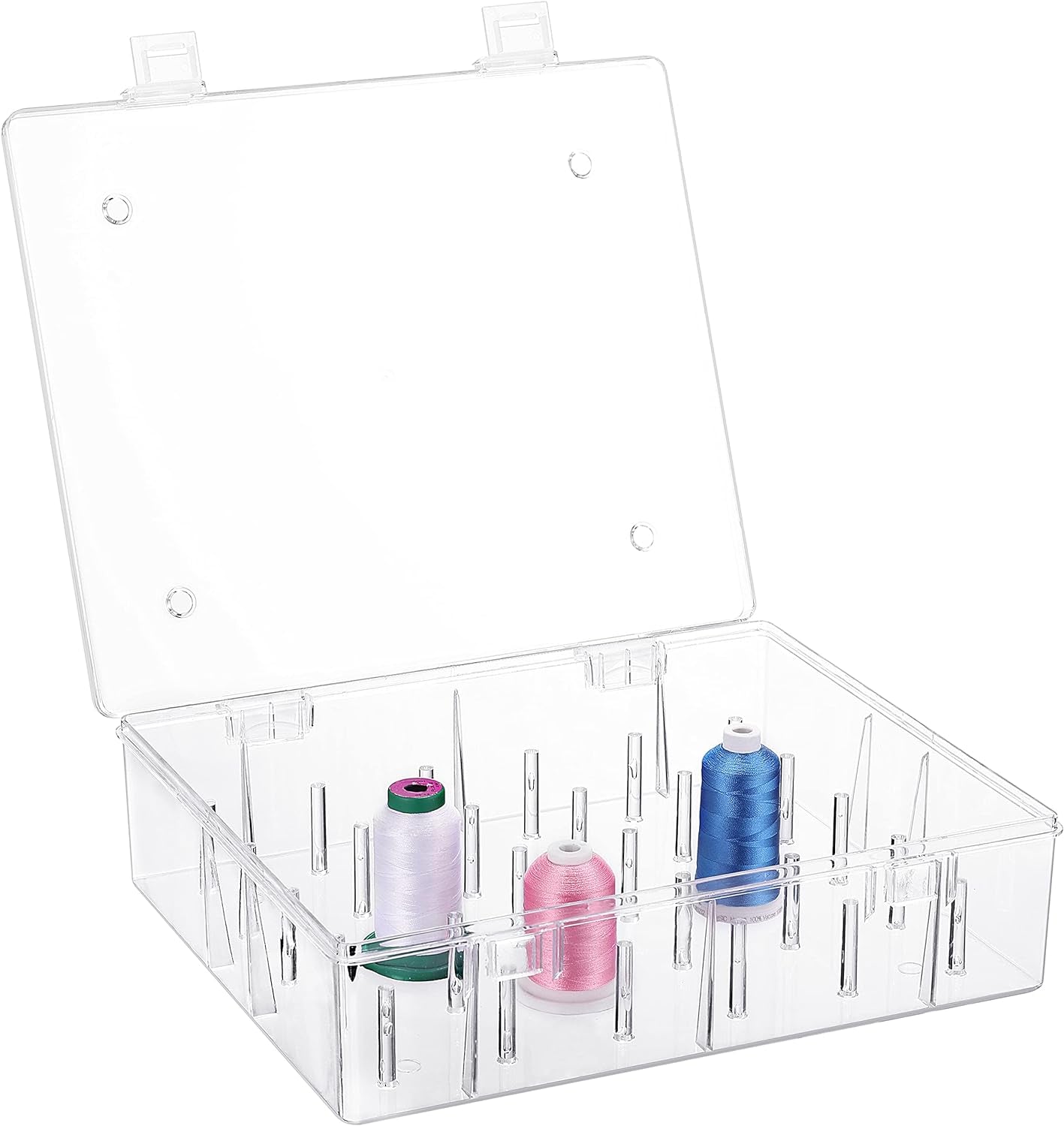Pack of 2 Tall and Clear Storage Box/Organizer for 2X30 Home Embroidery&amp;Cotton Thread Spools Compatible with Tall Thread Spools from Isacord/Floriani/Madeira/Glide/Ra/Connecting Thread