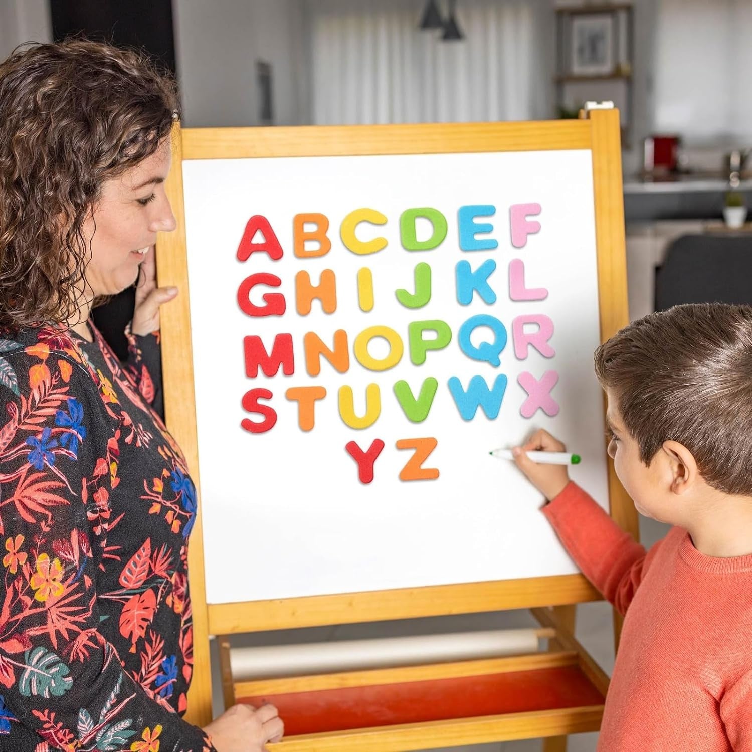 1300 Pieces Small Foam Letter Stickers for Crafts, 50 Sets of Adhesive A-Z Alphabets for Kids (6 Colors)