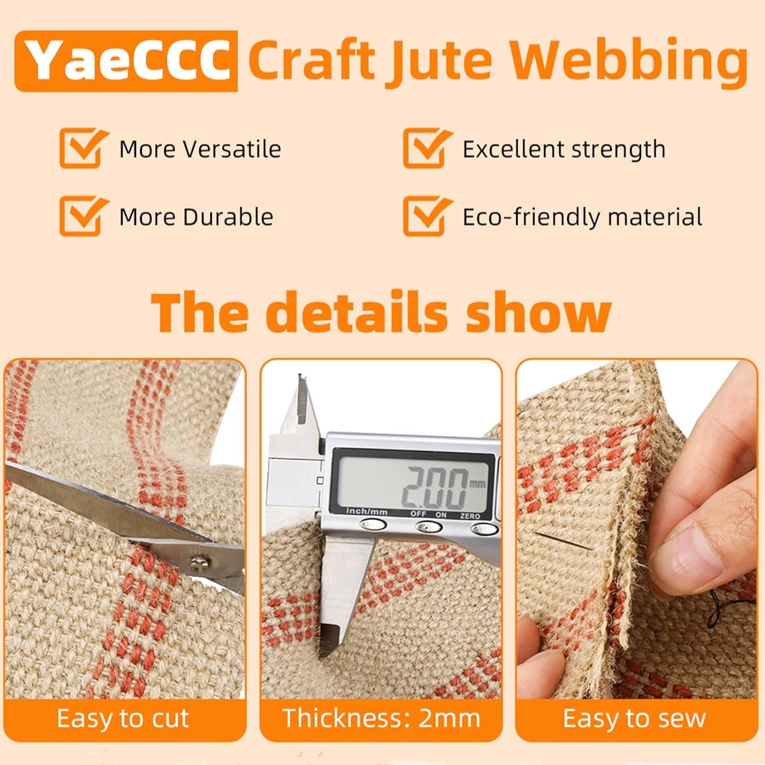 Craft Jute Webbing Tape, 3.5" X 10 Yd,11 Lbs Heavy-Duty for Chair Repair, Crafting, Burlap Ribbon, Upholstery