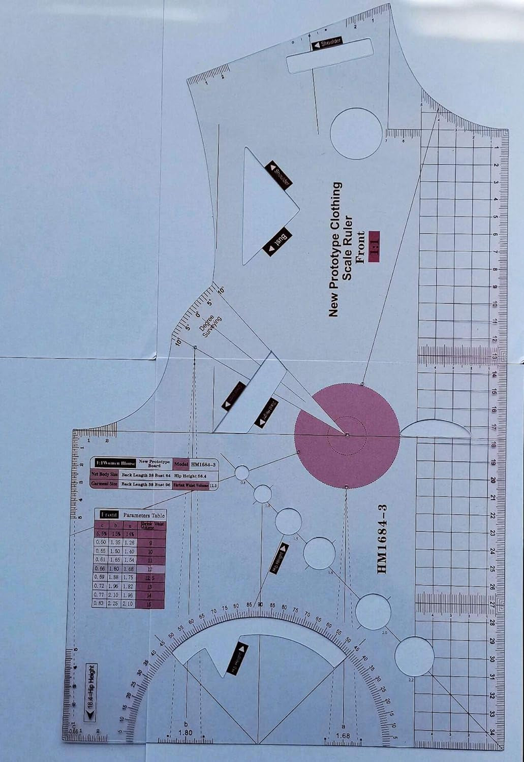 1:1 Fashion Design Ruler for Women Blouse Cloth Design School Student Teching Apparel Drawing Templete Garment Prototype Sewing Ruler Model 160/84A
