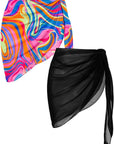 2 Pieces Women Beach Sarongs Sheer Cover Ups Chiffon Bikini Wrap Skirt for Swimwear S-XXL