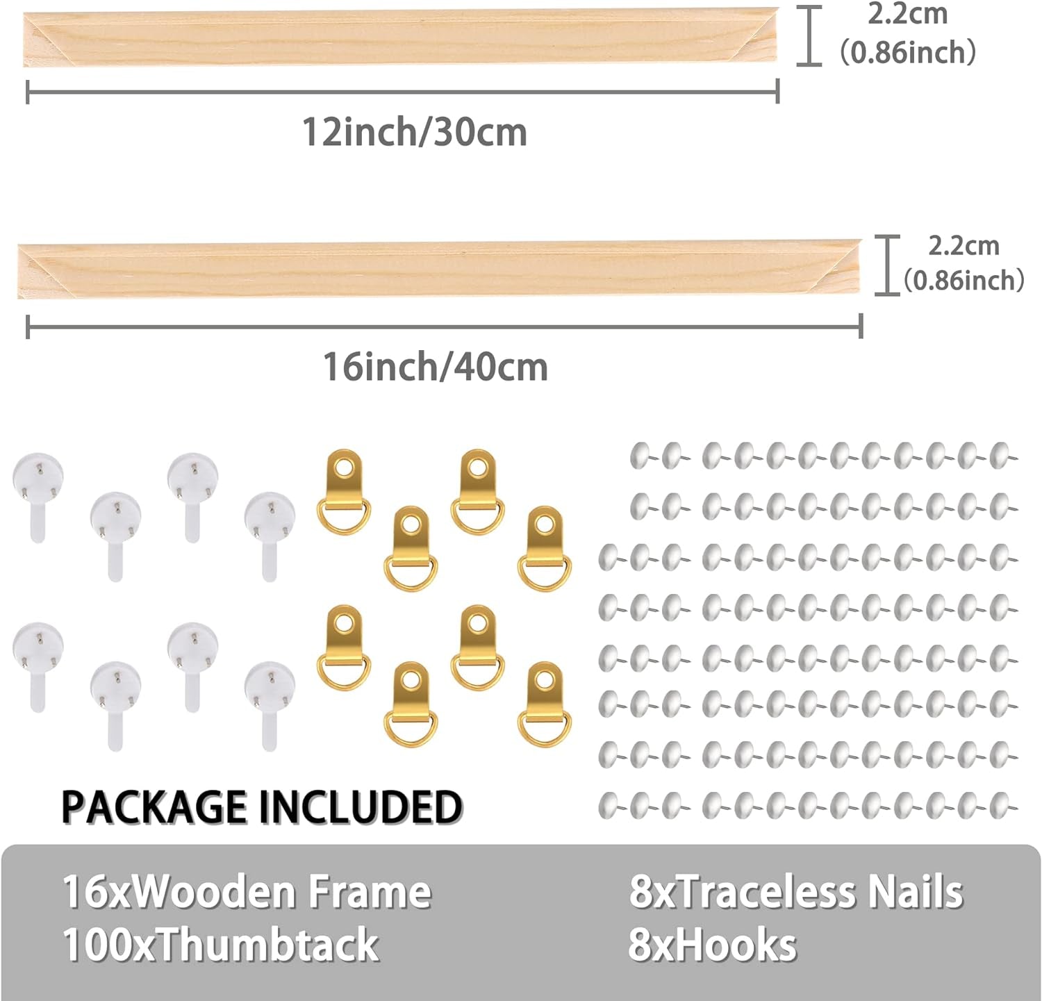 4 Pack Canvas Stretcher Bars Kit, 12 X 16 Inch Wooden Canvas Frame for Prints, Paint by Numbers &amp; Poster, Oil Paintings