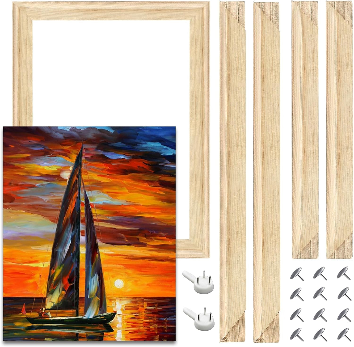 DIY Canvas Stretcher Bars 16X20 Inch Canvas Frame - Easy to Assemble, Gallery Wrap Oil Frame Kits Canvas Wood Stretcher Bars- for Oil Paintings, Prints, Paint