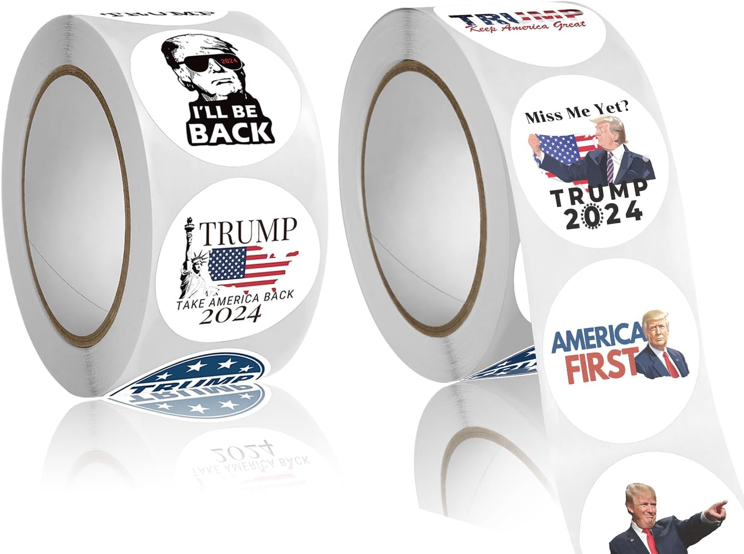 2024 Donald Trump Stickers Roll 500Pcs - Funny Presidential Election USA American Flag Decals - Easy Stick & Removeable for Scarpbook Window Tumblers Water Bottles Teens