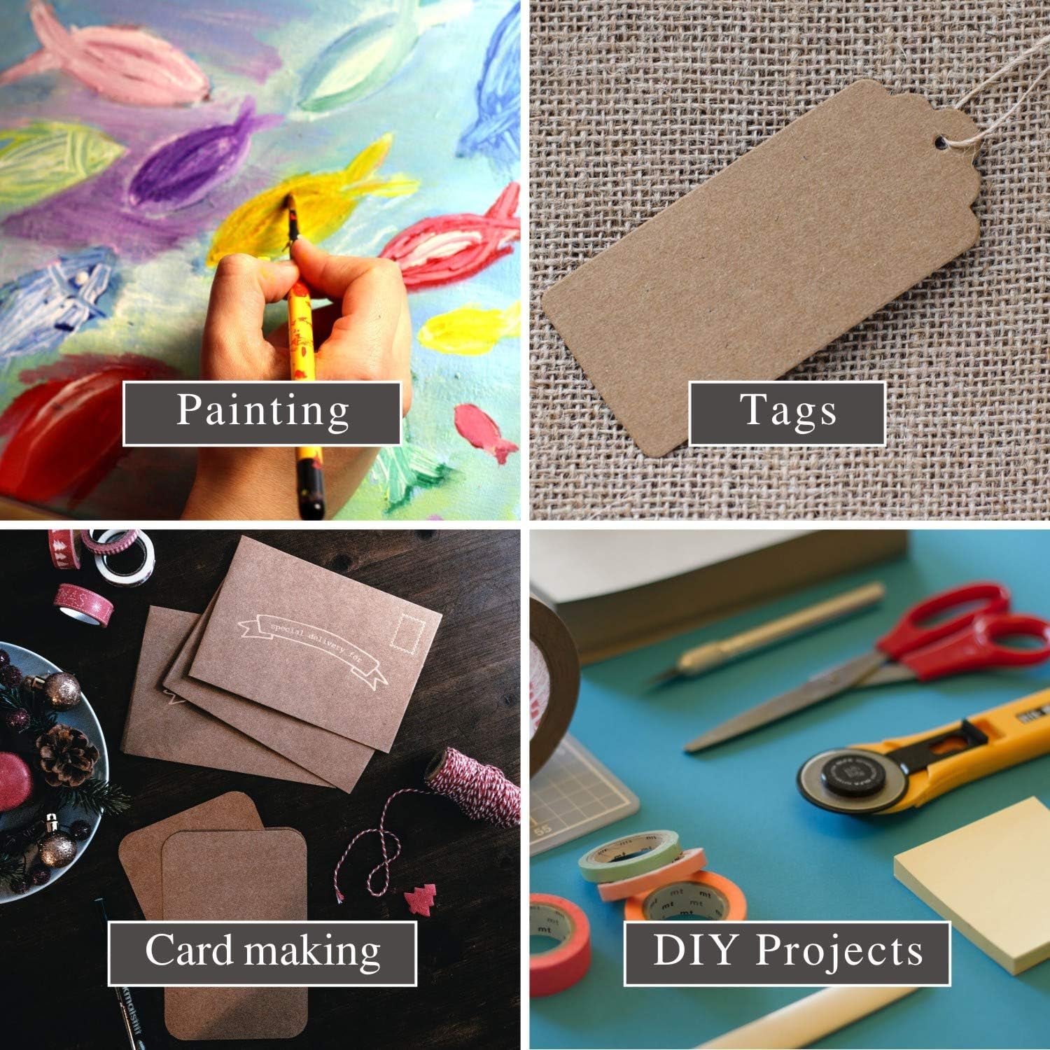 Heavyweight Brown Kraft Cardstock, 50 Sheets (300 Gsm = 110 Lb Cover = 200Lb Text ) 8.5 X 11 Inches for Arts and Craft, Drawing, DIY Projects