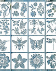 16 Pieces Flower Stencil for Painting Bee Sunflower Butterfly Spring Stencil Large Template Reusable Summer Painting Stencil and Metal Open Ring for DIY Craft on Wood Wall Home Decor(5.1 X 5.1 Inch)