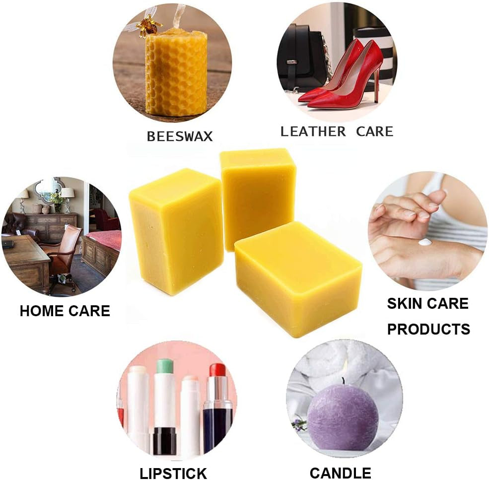Pure Yellow Beeswax Blocks - 100% Natural Beeswax Bars, Triple Filtered - Premium Quality, Cosmetic Grade - 14 OZ