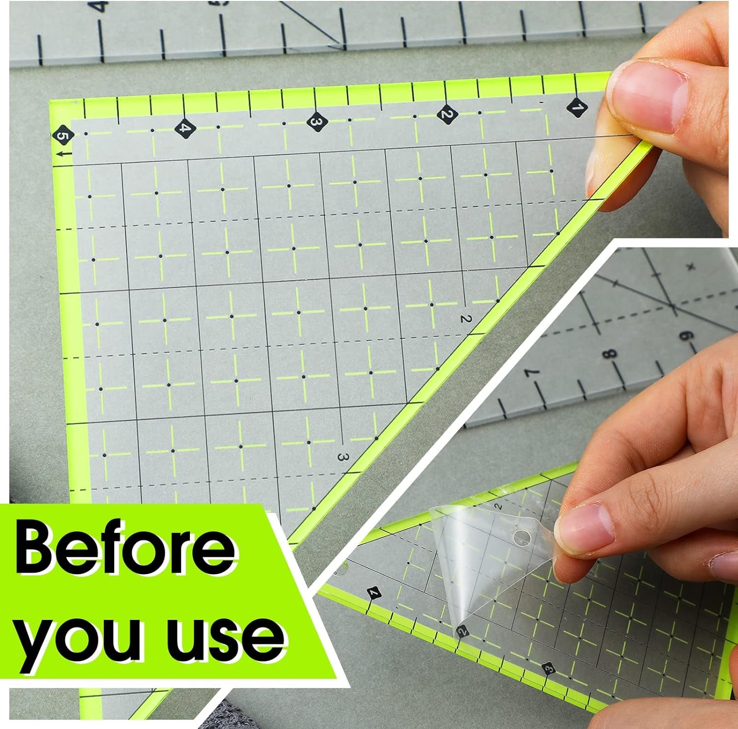 2 Pieces Folded Corner Ruler Acrylic Folded Corner Clipper Tool Simplicity 45 Degree Triangle Ruler and Quilting Template for Sewing Cutting Cutter Tools, Transparent