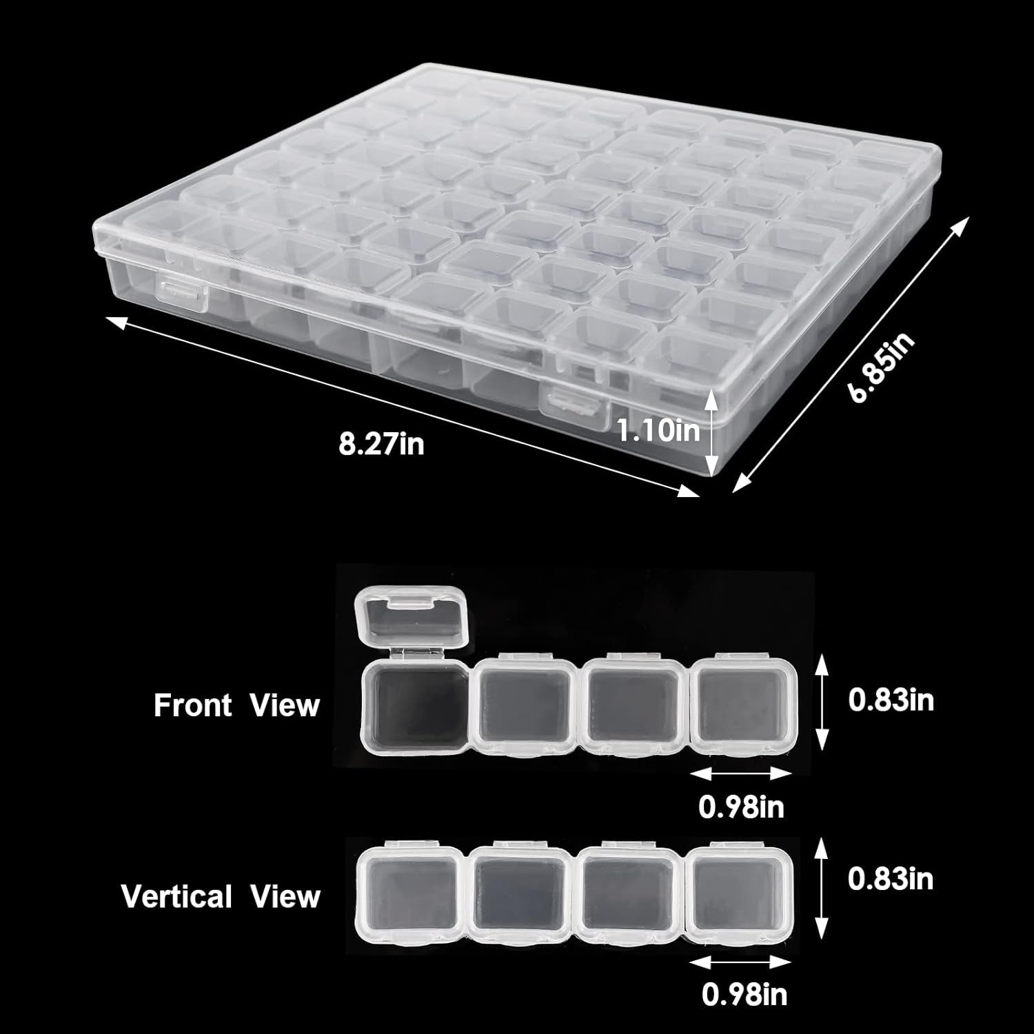 56 Slots Diamond Painting Storage Containers, 56 Girds 1 Pack, Bead Storage Containers, Diamond Art Organizer Box, Diamond Painting Accessories, Embroidery Storage with Label Stickers