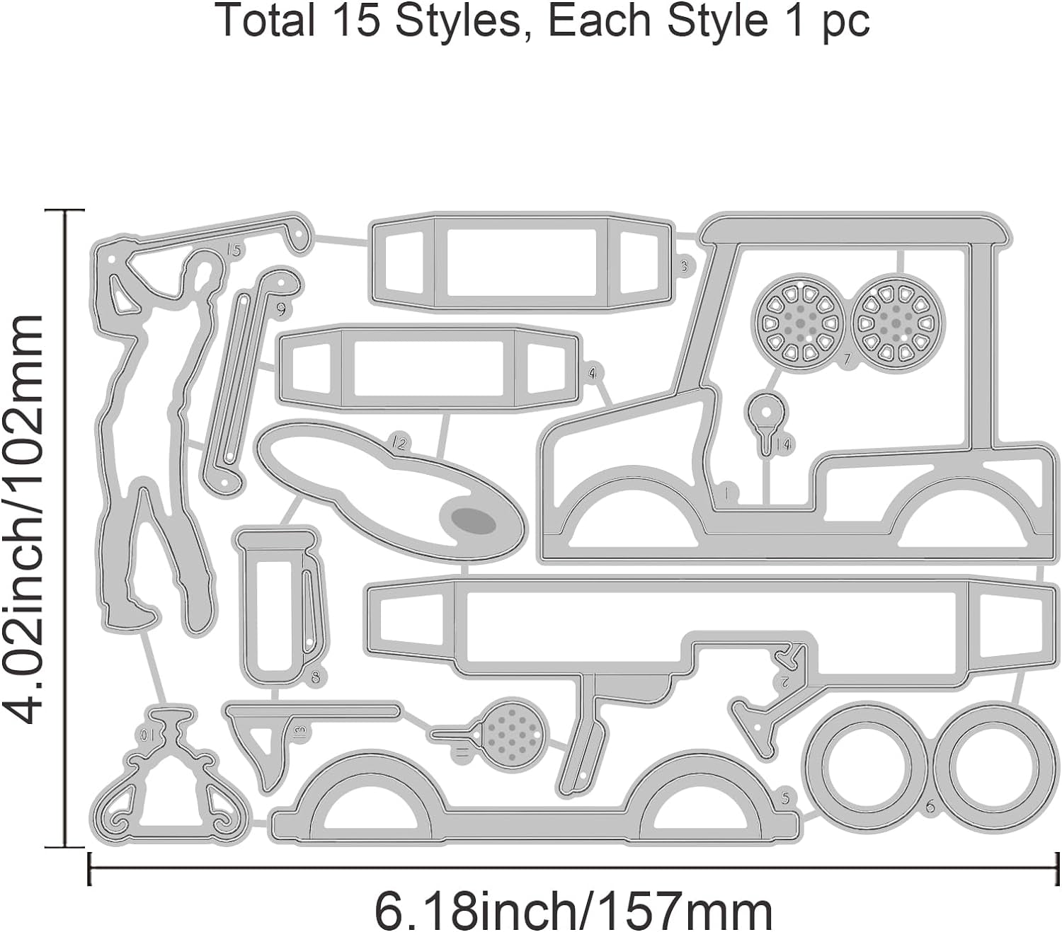 Golf Cart Cutting Dies for DIY Scrapbooking Metal Golf Tools Sport Die Cuts Embossing Stencils Template for Paper Card Making Decoration Album Craft Decor