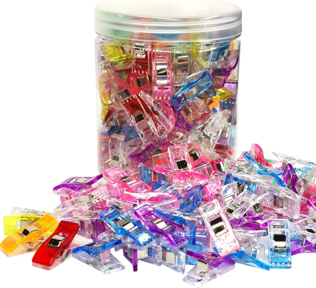 Sewing Clips, 120 Pcs with Plastic Jar, Fabric Clips, Premium Quilting Clips for Supplies Crafting Tools, Quilting Clip,Plastic Clips for Crafts,Sew Clip,Sew Clips,Sewing Notions