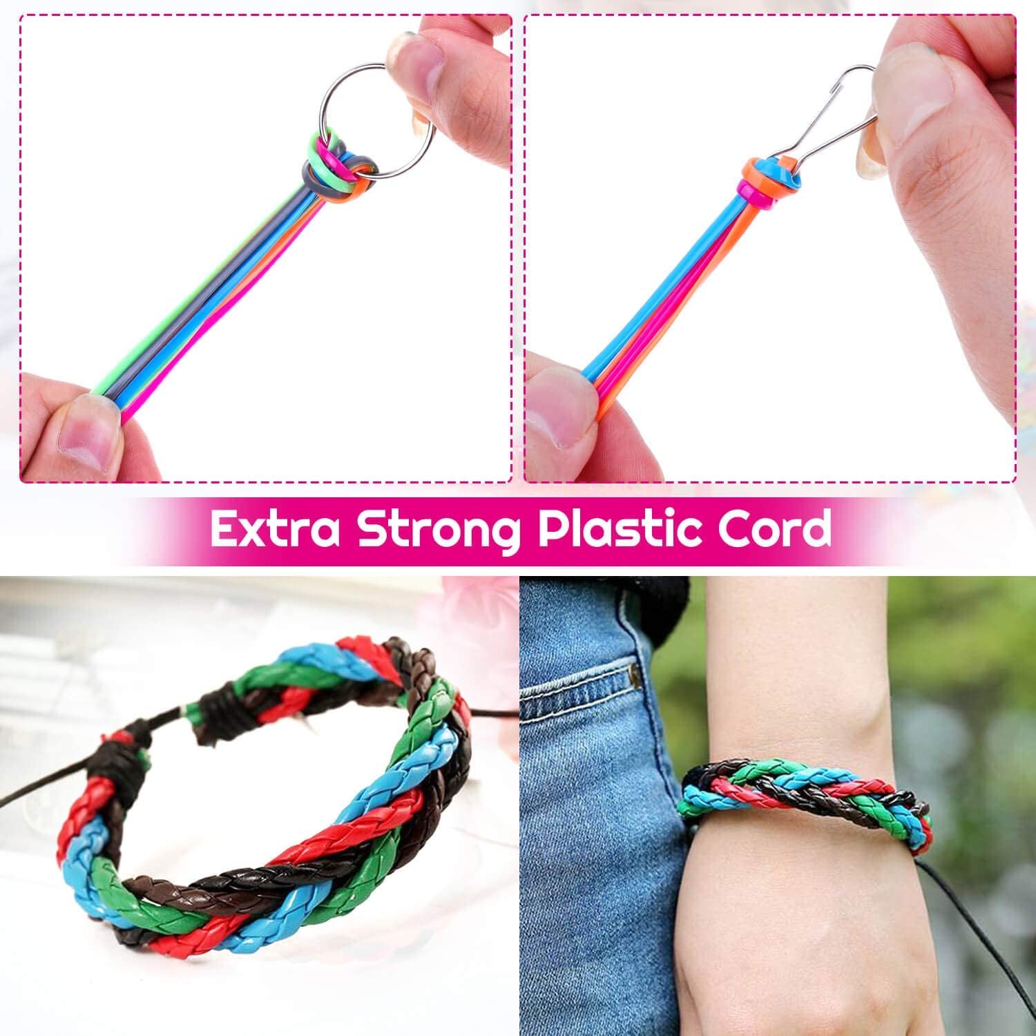 Lanyard String,  25 Colors Gimp String Plastic Lacing Cord with 20Pcs Snap Clip Hooks and Keyrings for Crafts, Bracelet, Lanyards and Jewelry Making