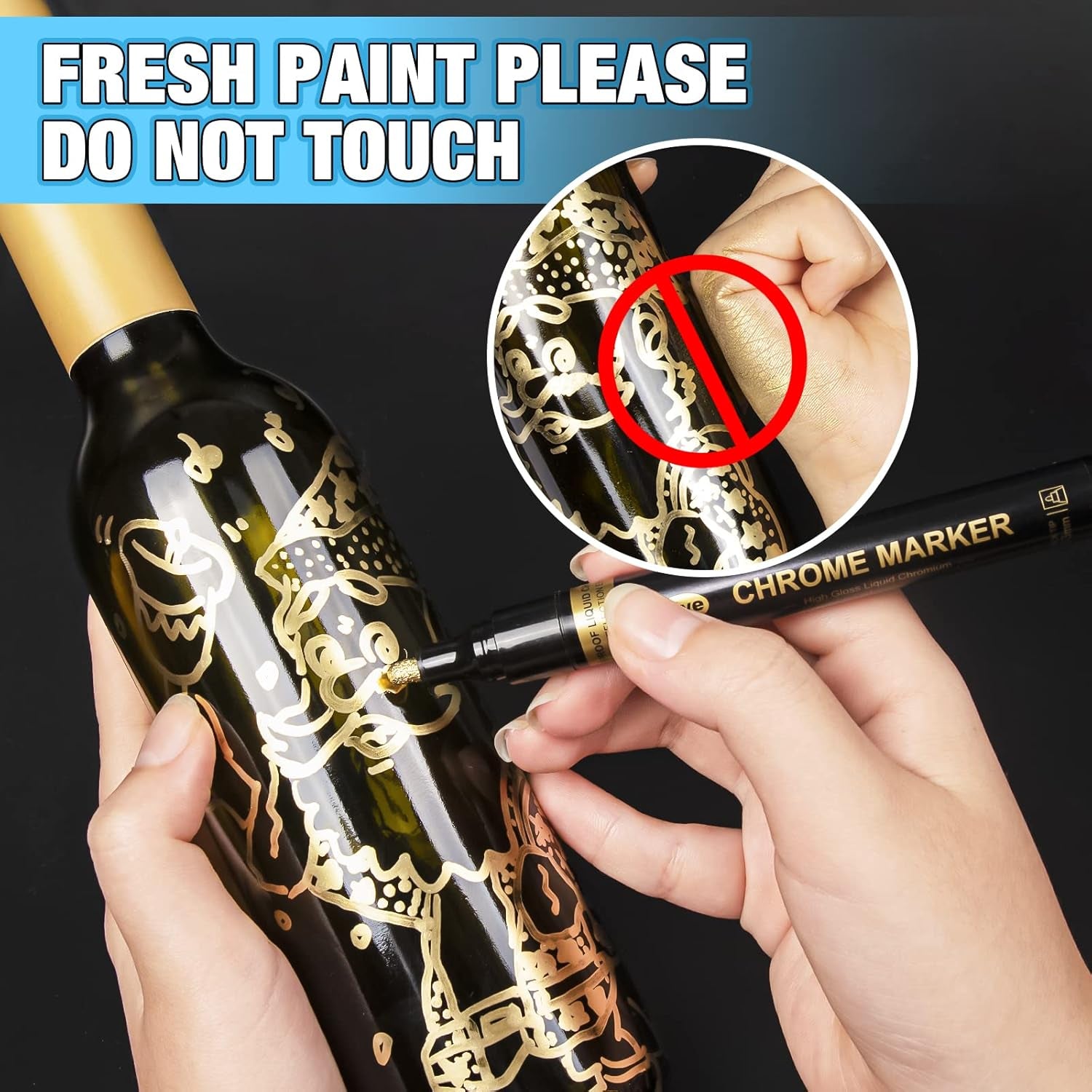 5 Liquid Gold Paint Pens for Art, Mirror Chrome Marker, Reflective Gloss Permanent Marker, Touch up Repair Paint Pen for Model, Wood, Rock, Glass, and Christmas Ornaments Craft (2-3Mm / 1Mm / 1-3Mm)