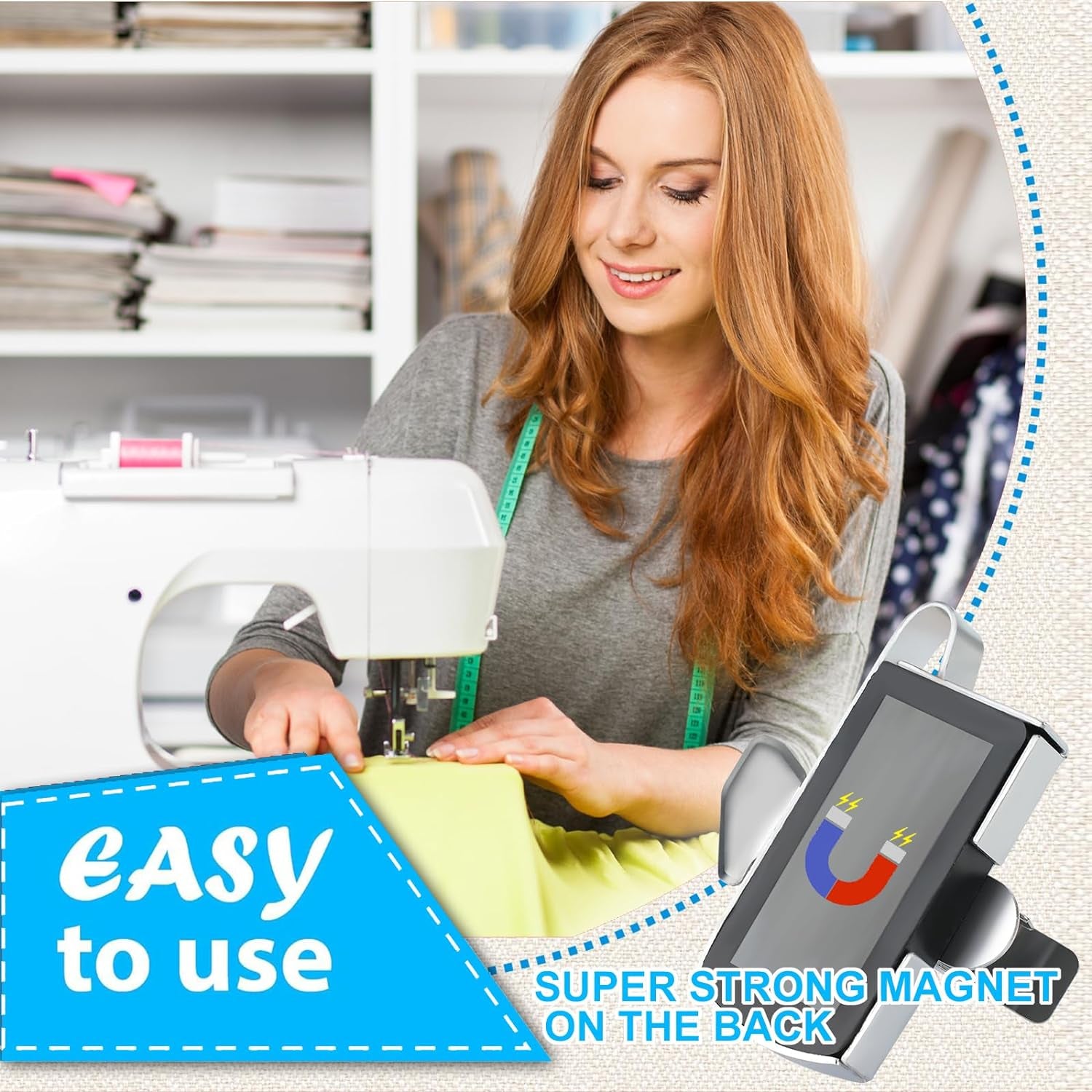 Magnetic Seam Guide, Magnetic Sewing Guide with Clip, Sewing Seam Guide, Universal Seam Guide, Multifunctional Hem Guide