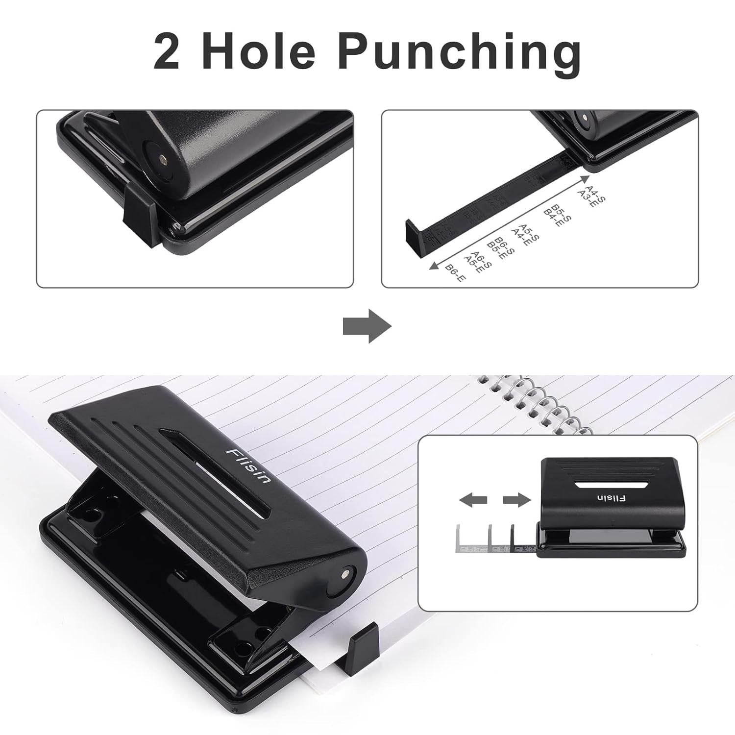 2 Hole Punch,Hole Puncher, Smart Touch, 10 Sheet Punch Capacity, Low Force, Black