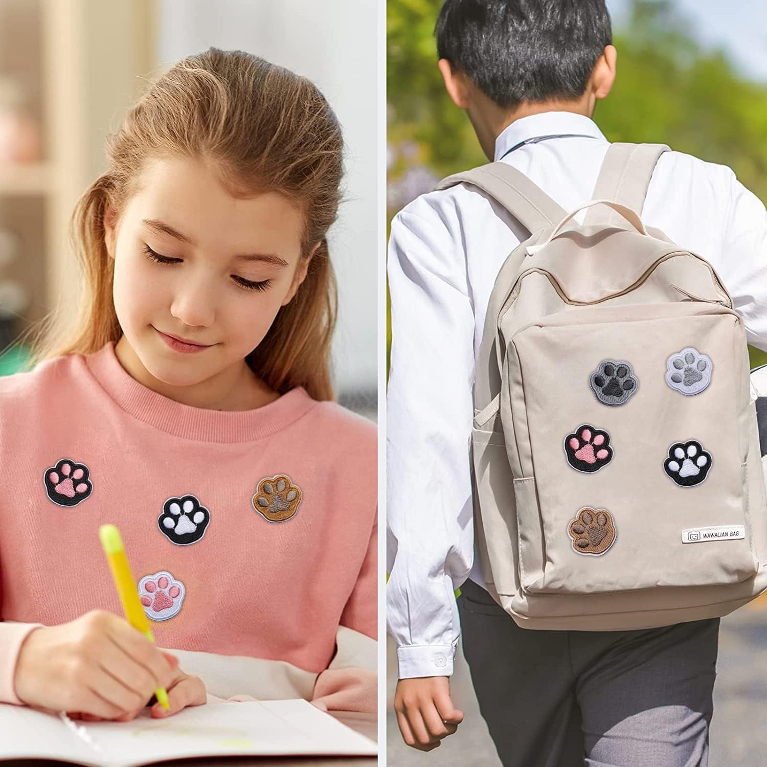 28Pcs Paw Print Patches for Clothing, Iron On/Sew on Embroidery Applique Patches, Cute Paw Decorating DIY Craft Patches for Dresses Jeans Hats Shoes Shirts Jackets Backpacks