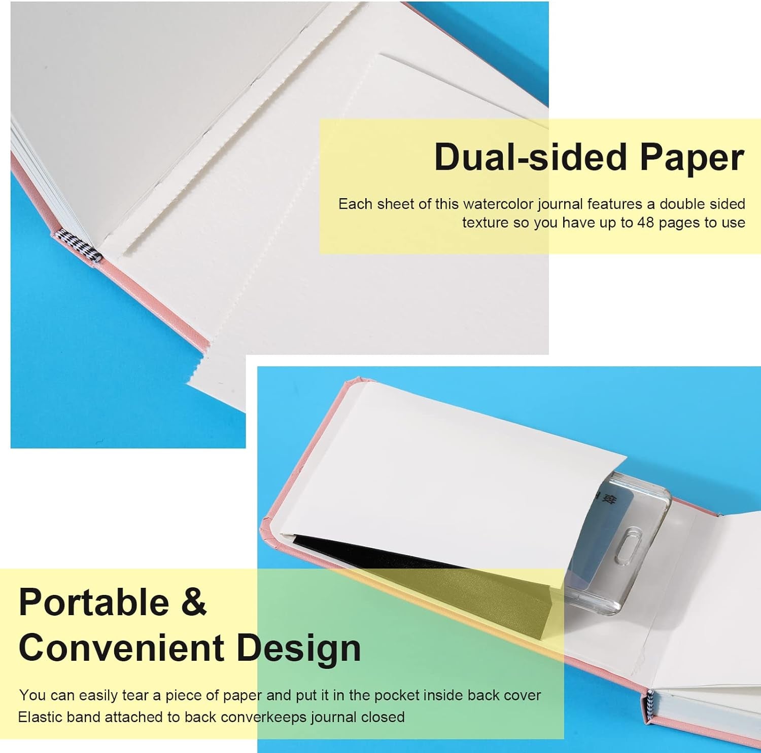 2 Pcs Watercolor Paper Sketchbook with 3 Pcs Watercolor Brush Pens, Small Portable Sketchbook Watercolor Journal Pocket Watercolor Notebook Travel for Painters Art Supplies (5.5 X 3.7 Inch)