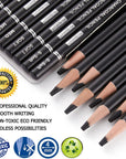Professional Charcoal Pencils Drawing Set - 8 Pieces Soft Medium and Hard Charcoal Pencils for Drawing, Sketching, Shading