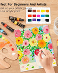 Acrylic Paint Set, 16 X12Ml Tubes Artist Quality Non Toxic Rich Pigments Colors Great for Kids Adults Professional Painting on Canvas Wood Clay Fabric Ceramic Crafts