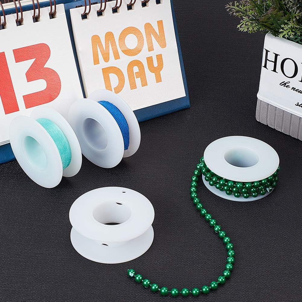 20 Pack Empty Spool, Plastic Ribbon Spools Wire Weaving Bobbins Empty Thread Spools Ribbon Chain Tape Spools White Spools for Embroidery Thread Yarn Ribbon Crafts Sewing 2.16X0.78Inch