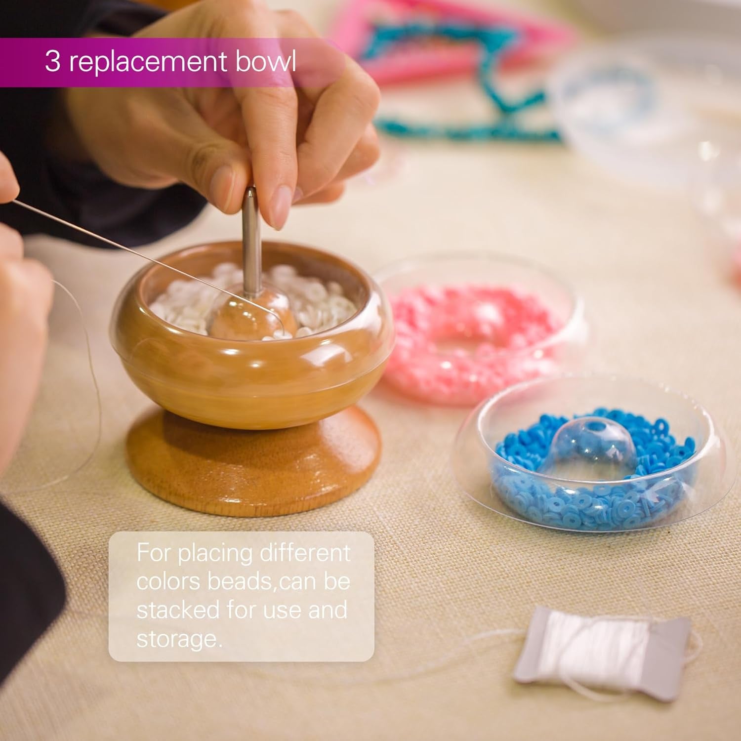 Clay Bead Spinner for Jewelry Making with 2 Big Eye Beading Needles and 1125 Clay Beads, Ideal for Bracelets and Necklaces