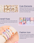 6000Pcs Clay Beads Bracelet Making Kit for Adults, 24 Colors Flat Heishi Clay Beads with Charms, Preppy Beads for Jewelry Earring Craft Making