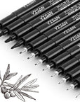 Black Drawing Pens,12 Art Pens Set,Fineliner Ink Pens,Art Markers,Manga Pens,Technical Pens for Sketching,70337