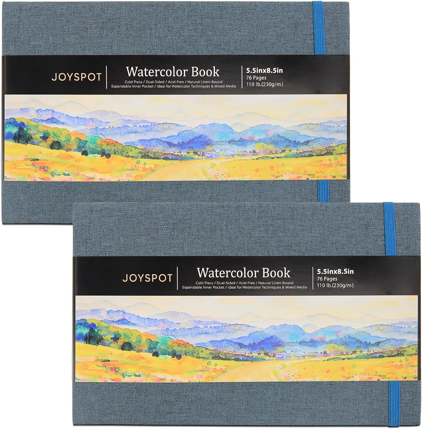 5.5" X 8.5" Watercolor Pad, Pack of 2 (76 Sheets), 110 Lb (230 GSM), Acid-Free Paper, Watercolor Book with Linen Bound for Watercolor Techniques and Mixed Media